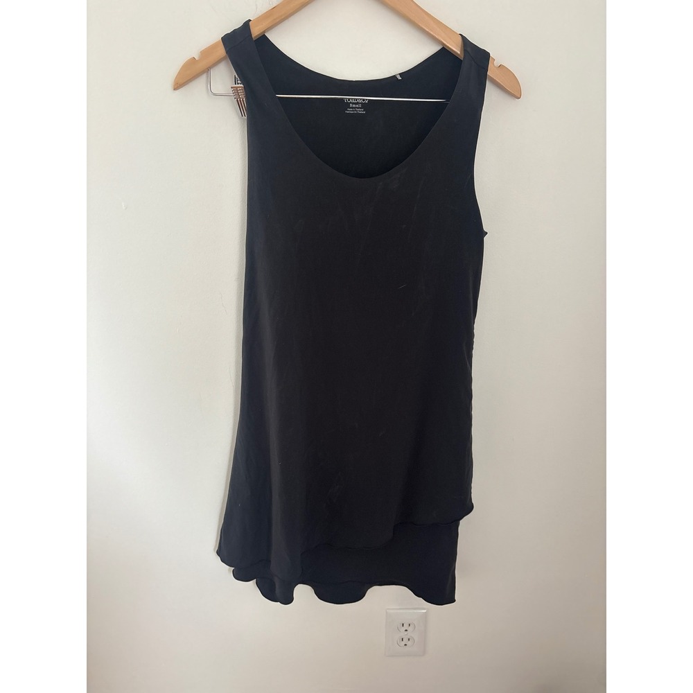 Toad&Co Womens Black Double Layer Hem Sleeveless‎ Scoop Neck Tank Top Small